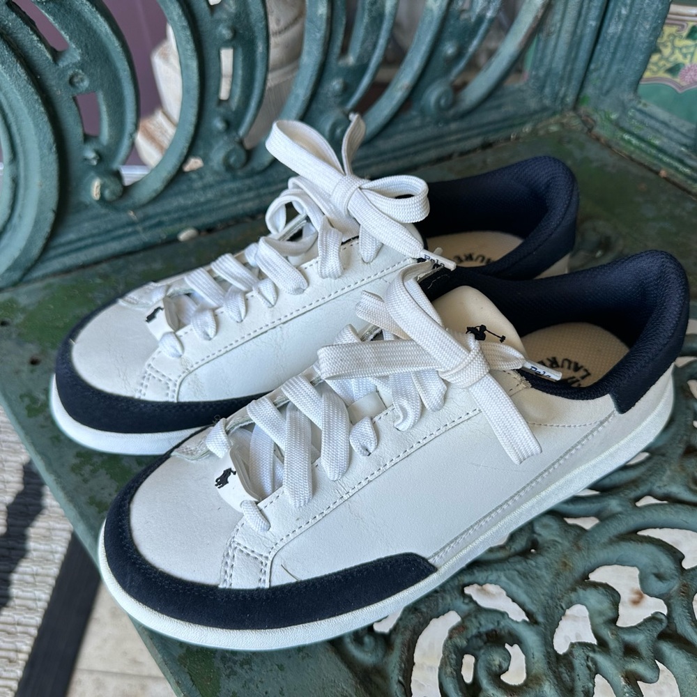 Polo Ralph Lauren White and Black Sneakers 7.5